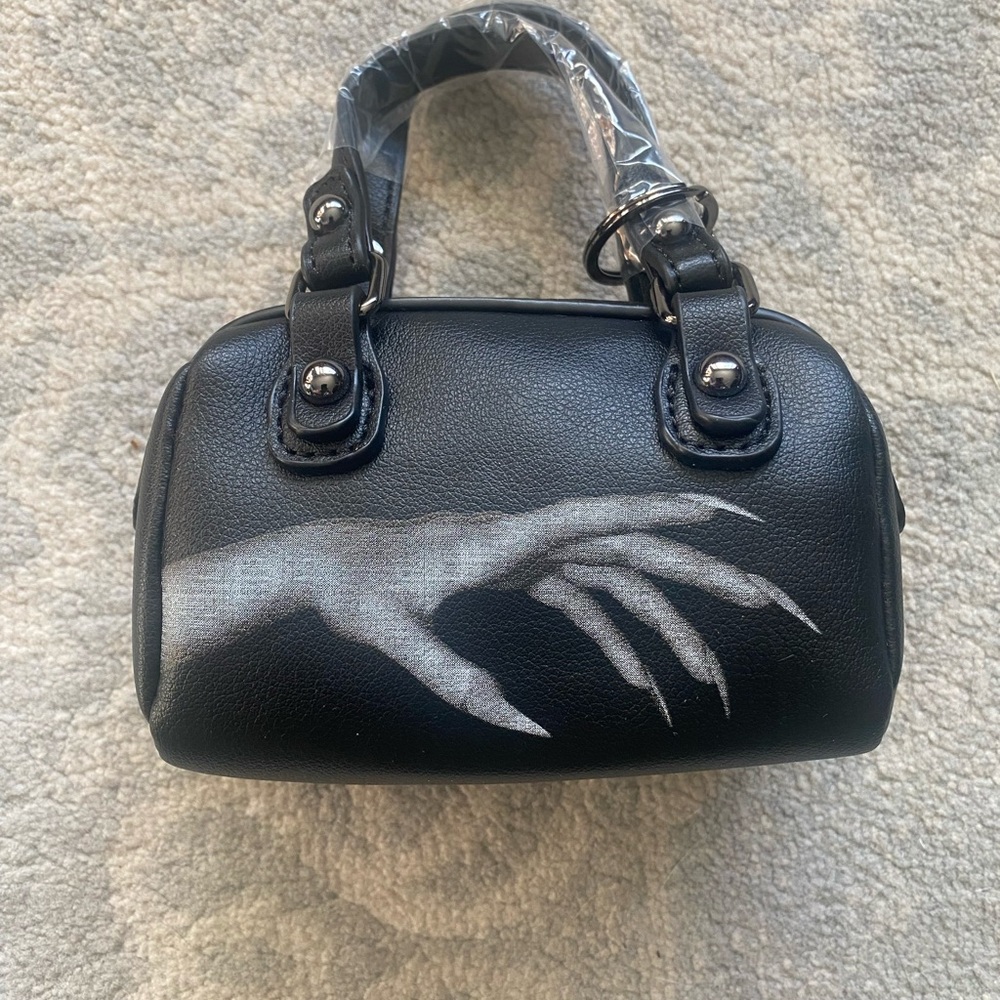 FOXBLOOD shadow hunter Edgy Black Mini Bag with Hand Design keychain